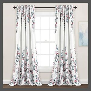 Lush Decor - Set of 2 (84"x52") Mirabelle Watercolor Floral Lig Blue/Coral